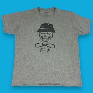 Hook and Line Men's L Shirt Skull Fisherman Hooks 90% Cotton 10% Polyester